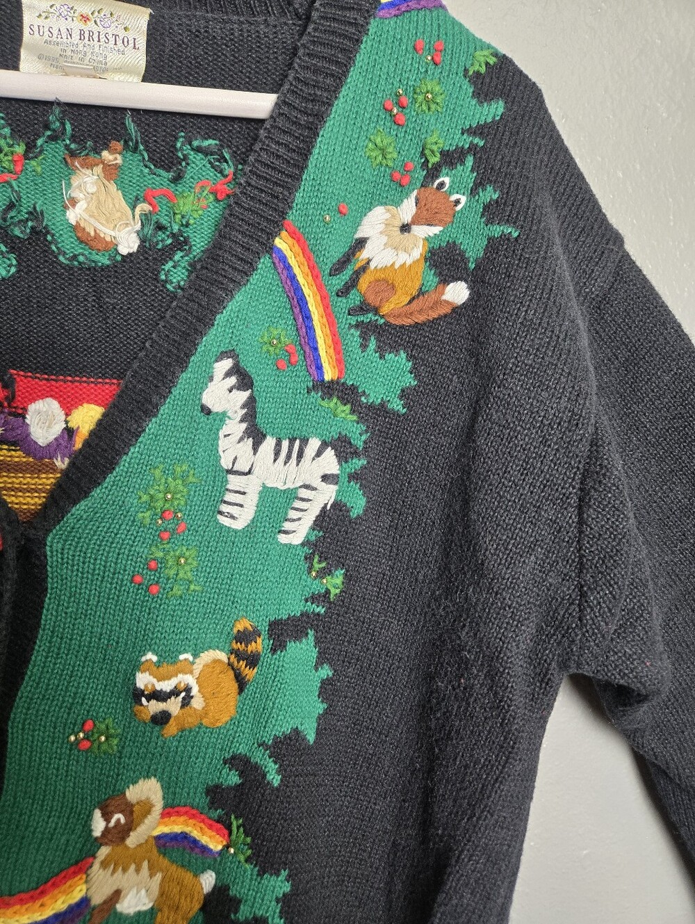 Susan Bristol Vintage Noahs Ark Cardigan Sweater Size Medium - Picture 9 of 16